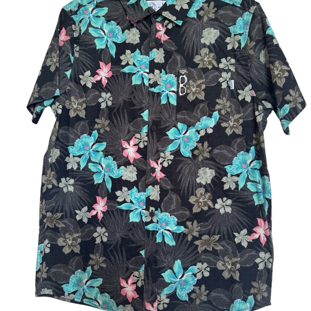 Hurley Black Floral Casual Button Down Shirt